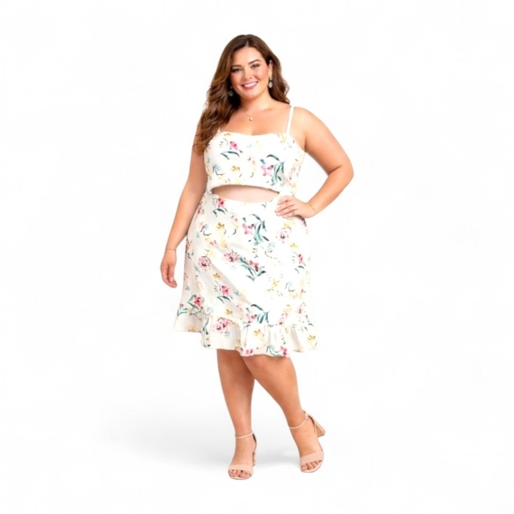 Fashion Nova Floral Cutout Mini Dress 3X (Fits Like 1X) Adjustable Straps NWT